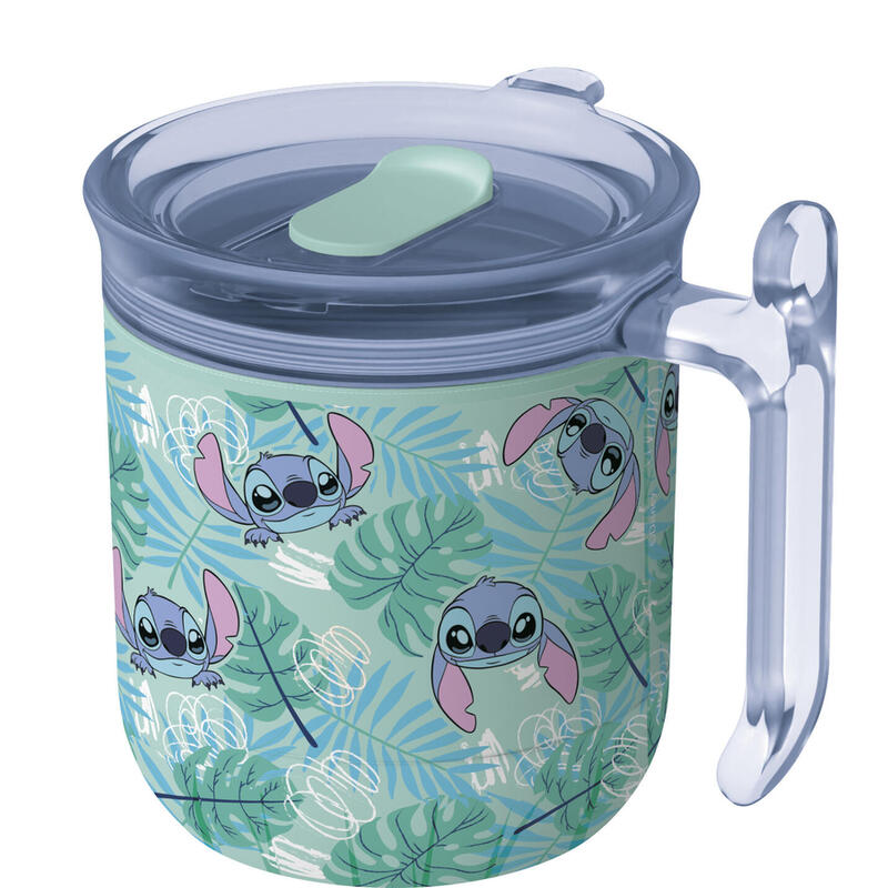 Taza Harmony Doble Pared Con Tapa 470 Ml Stitch Aloha