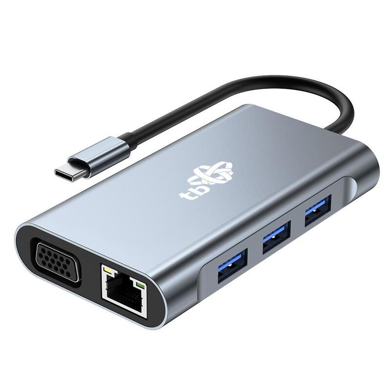 !Tb 8in1 Adapter Usb C Hdmi X2 Usb Vga Rj45 Pd