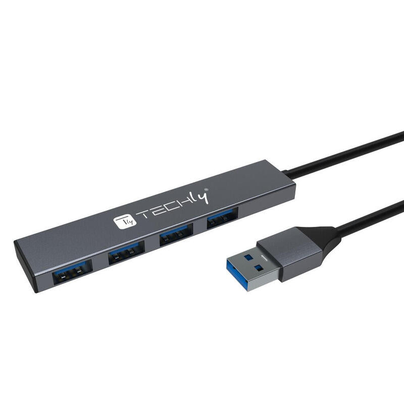 Techly Usb-A 3.2 Hub With 4 Usb-A Ports 5gbps Slim Metal