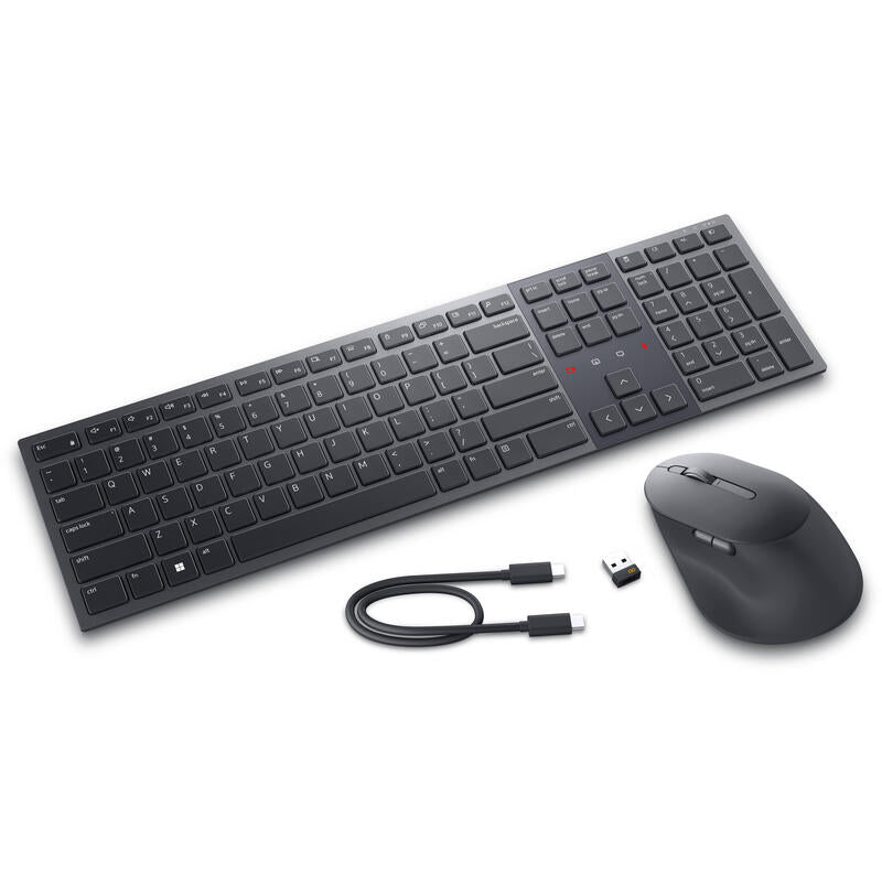 Teclado Alemán + Ratón Dell Km900 Rf Wireless + Bluetooth Qwertz Grafito