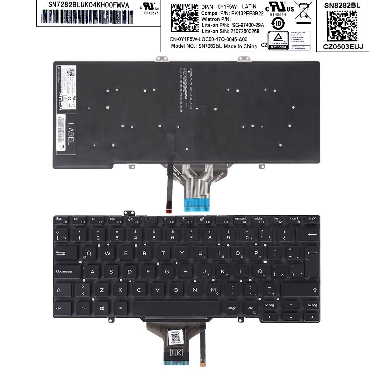 Teclado Retroiluminado Para Portátil Dell Latitude 3400 5400 5401 5402 5410 Negro