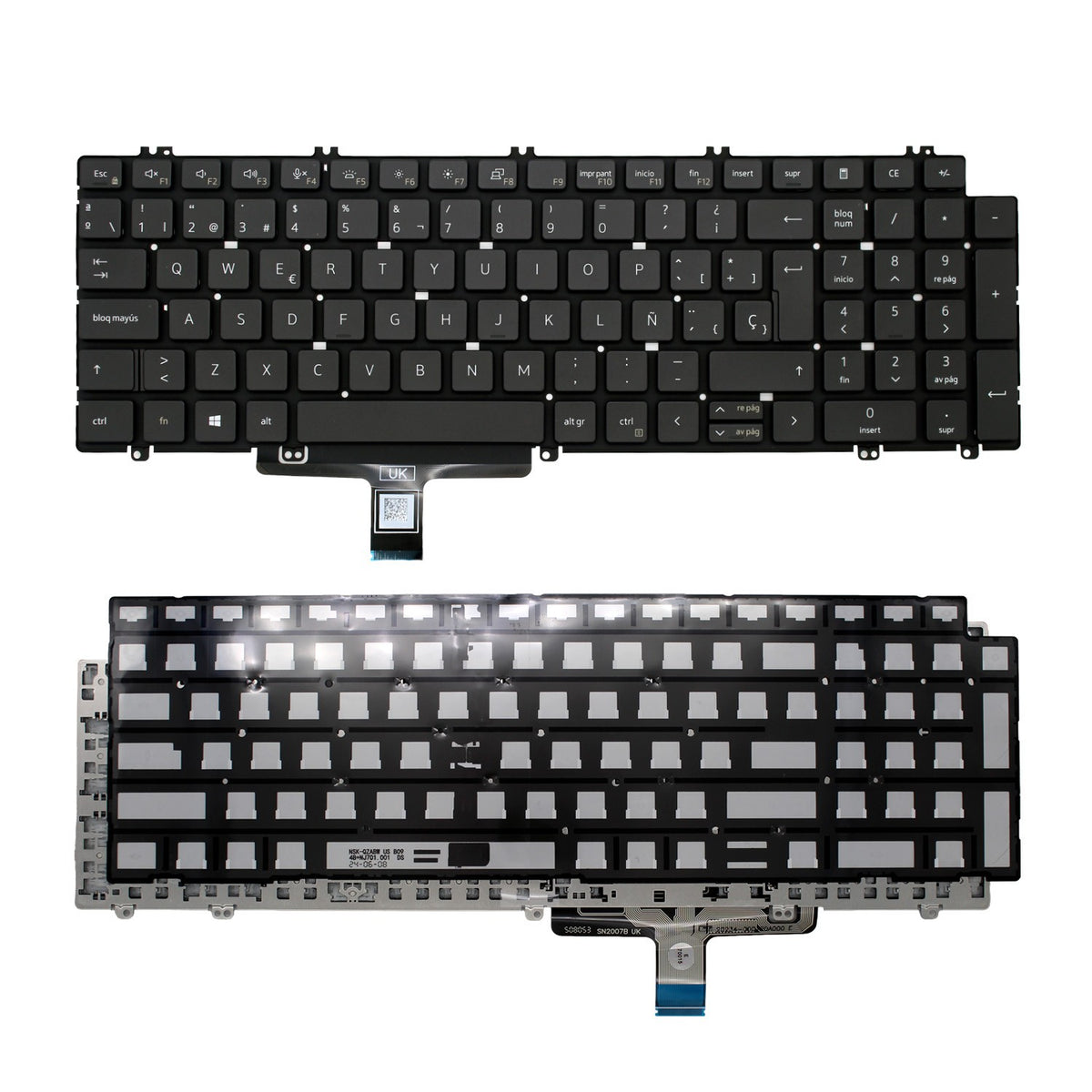 Teclado Para Portátil Dell Latitude 5520 5521 5529 5530 Precision 3560 3561 3570 Con Retroiluminacion 0Vyfvy Vyfvy Nsk-Qzabw Esp