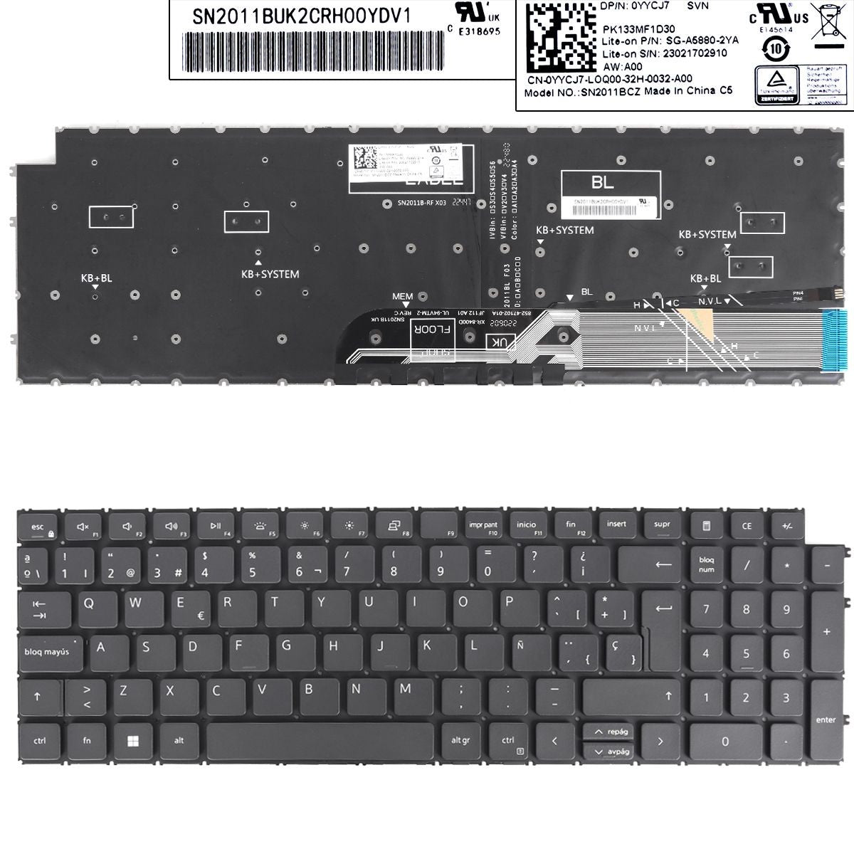 Teclado Retroiluminado Para Portátil Dell Latitude 3520 Vostro 3510 3520 5510 5515 7510 Negro