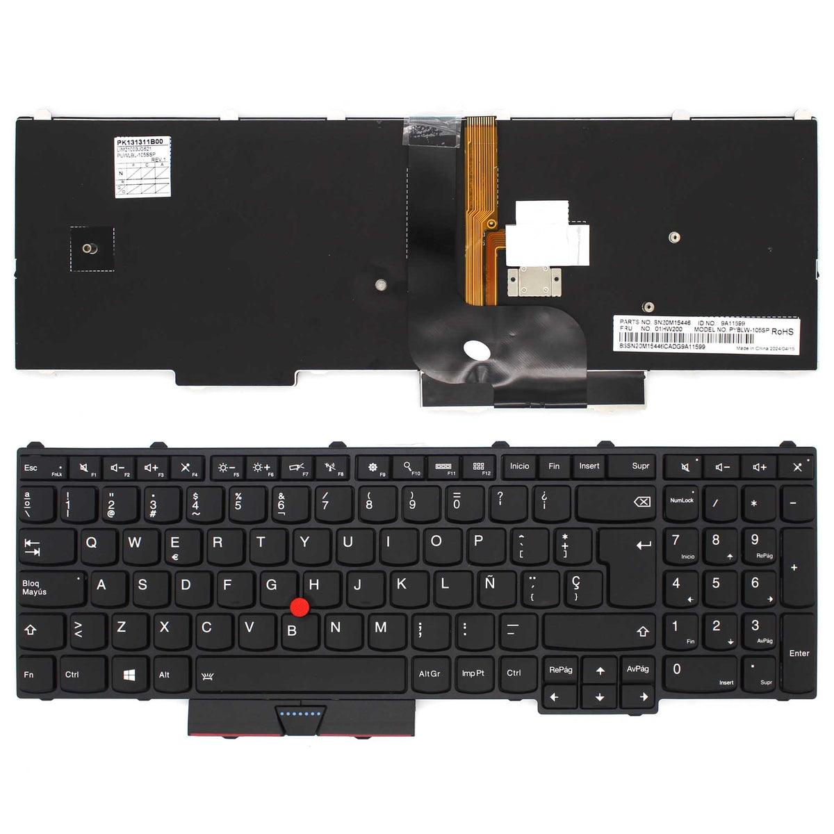 Teclado Retroiluminado Para Portátil Lenovo P50 P70 18-0072C-Dz01-001 Negro