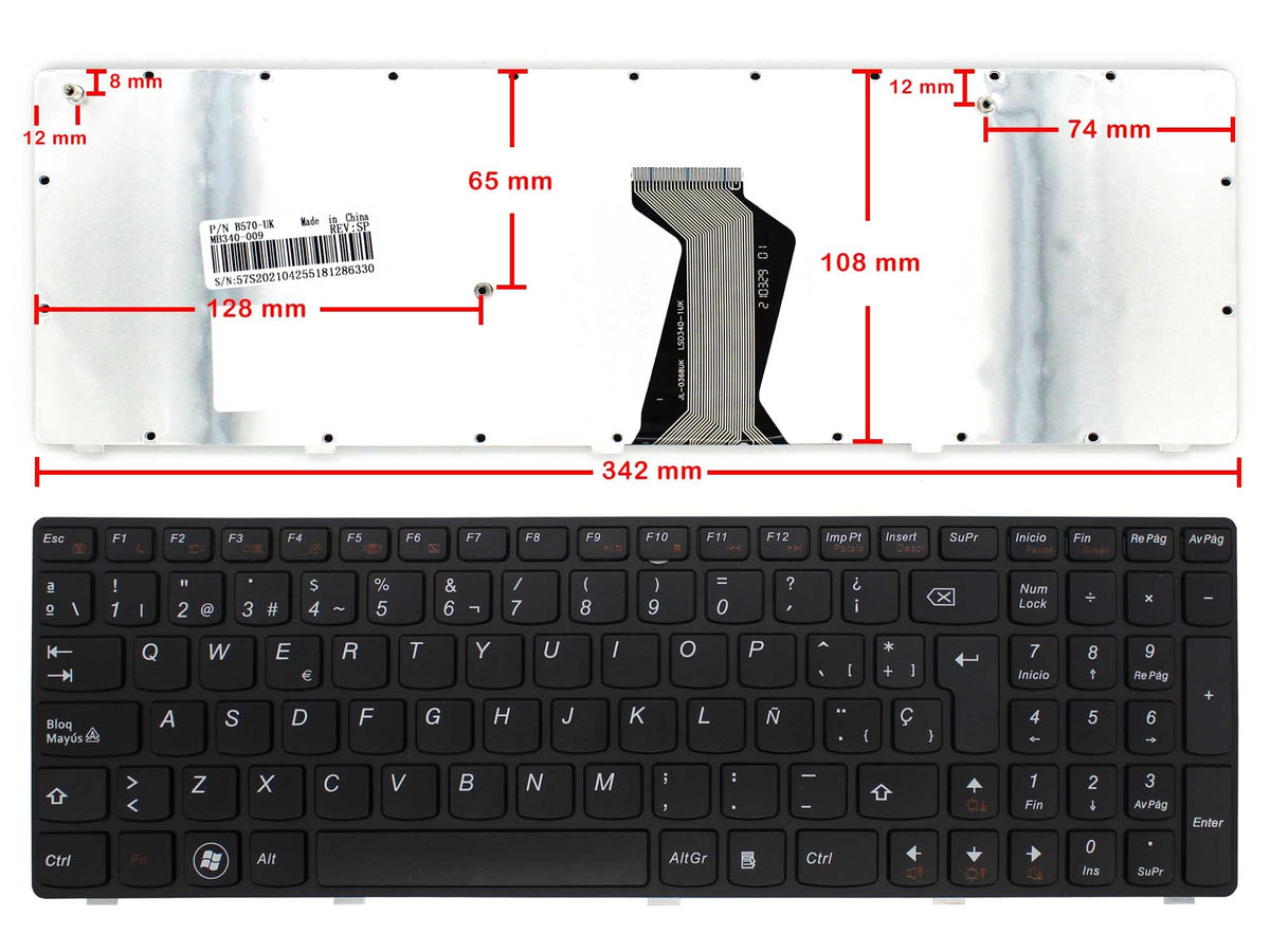 Teclado Para Portátil Lenovo B590 B590A B590G B570 B570A B570E B570G B570T B575 B575E B580 V570 V570C Y570 Z570