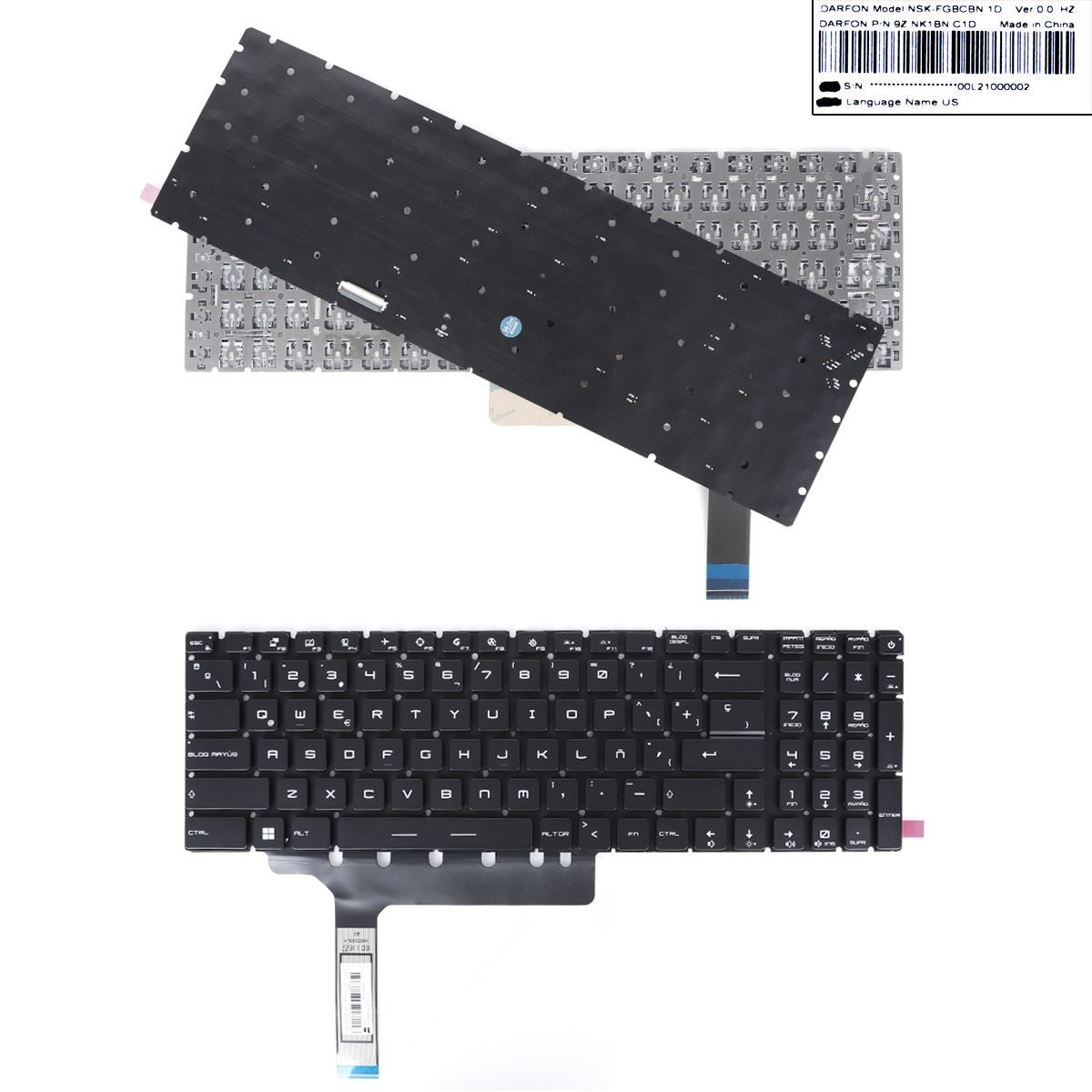 Teclado Retroiluminado Para Portátil Msi Gp76 Ge76 Gs76 Ms-17K1 22-0042C-Wx01-001 Negro