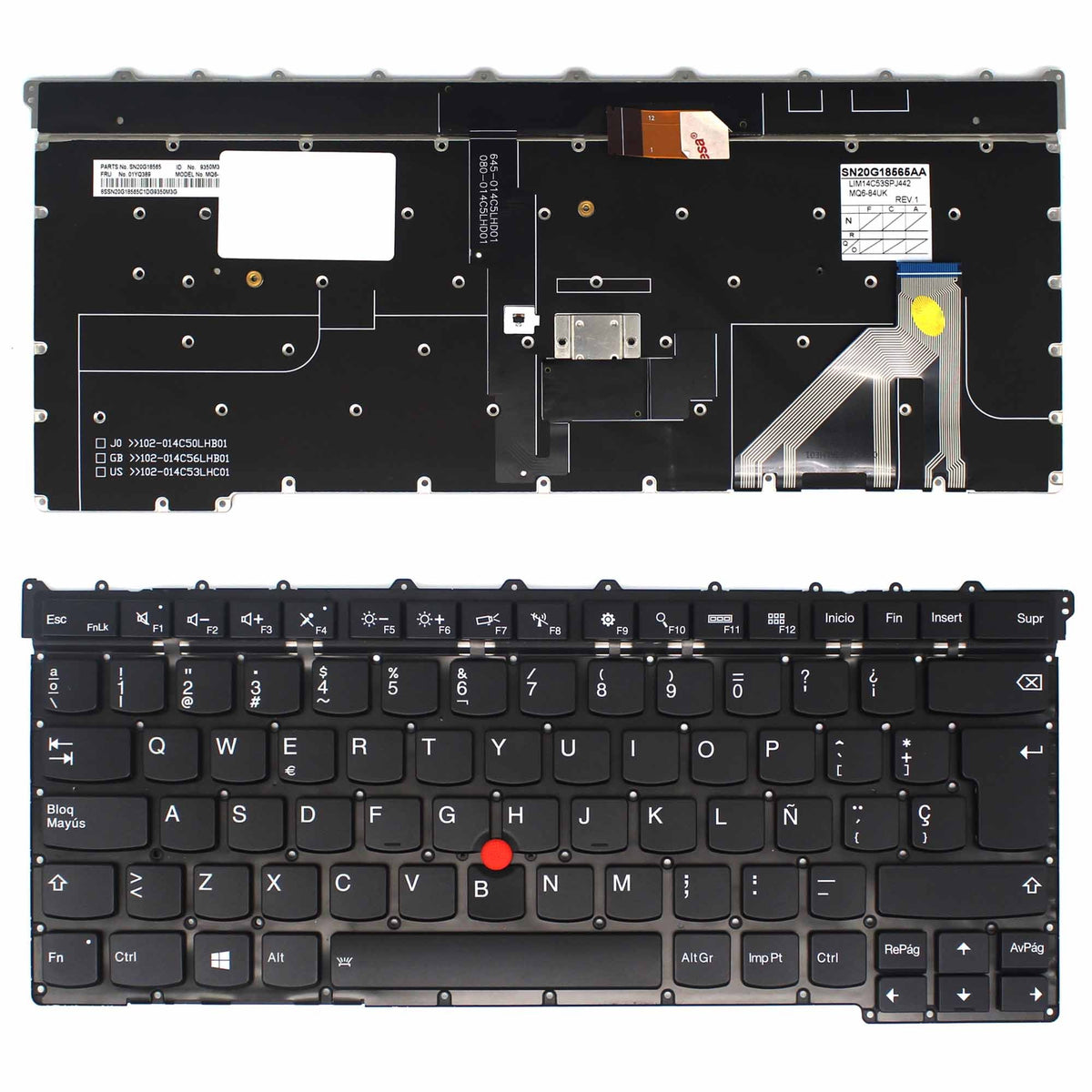 Teclado Para Portátil Lenovo Thinkpad X1 Carbon 3Gen 2015 Mq6-85Gb Sg-6470-2Ea