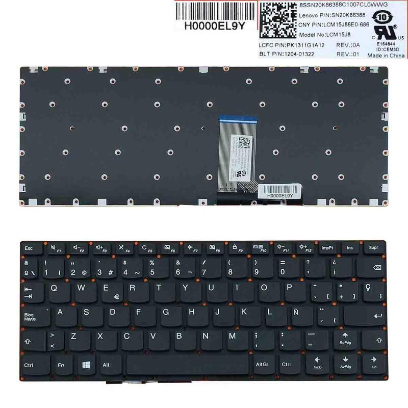 Teclado Para Portátil Lenovo Yoga 310-11 310-11iap 710-11 710-11ikb 710-11isk Negro Win8 Sin Marco