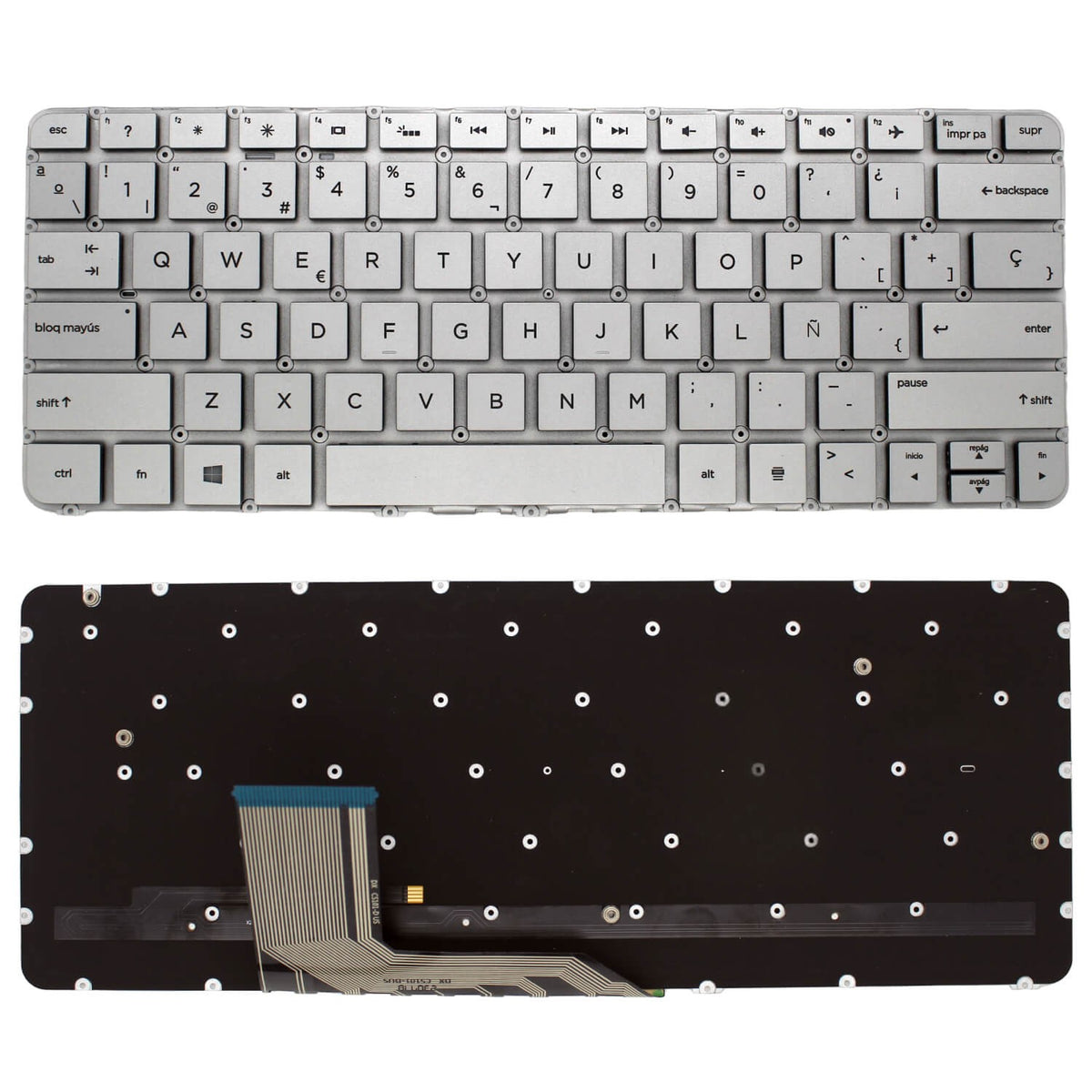 Teclado Para Portátil Hp Spectre 13-4000 13-4100 13-4200 X360 Plata Sin Marco