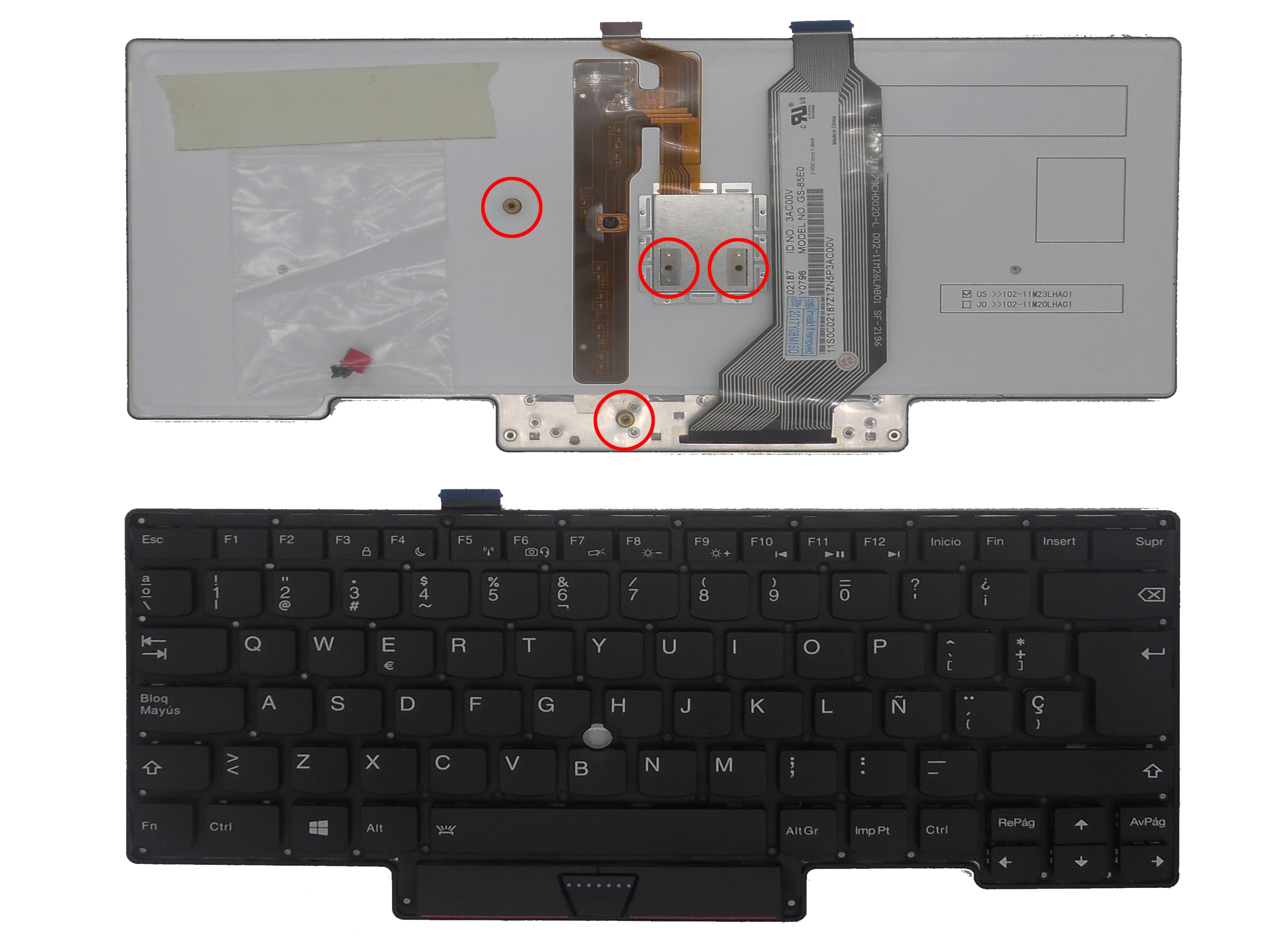 Teclado Para Portátil Lenovo Thinkpad X1 Carbon Gen 1 Retroiluminación