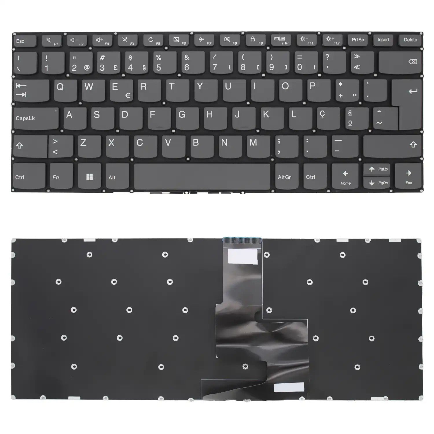 Teclado Para Portátil Lenovo Ideapad 330-14Ikb Gris Sin Marco En Portugues