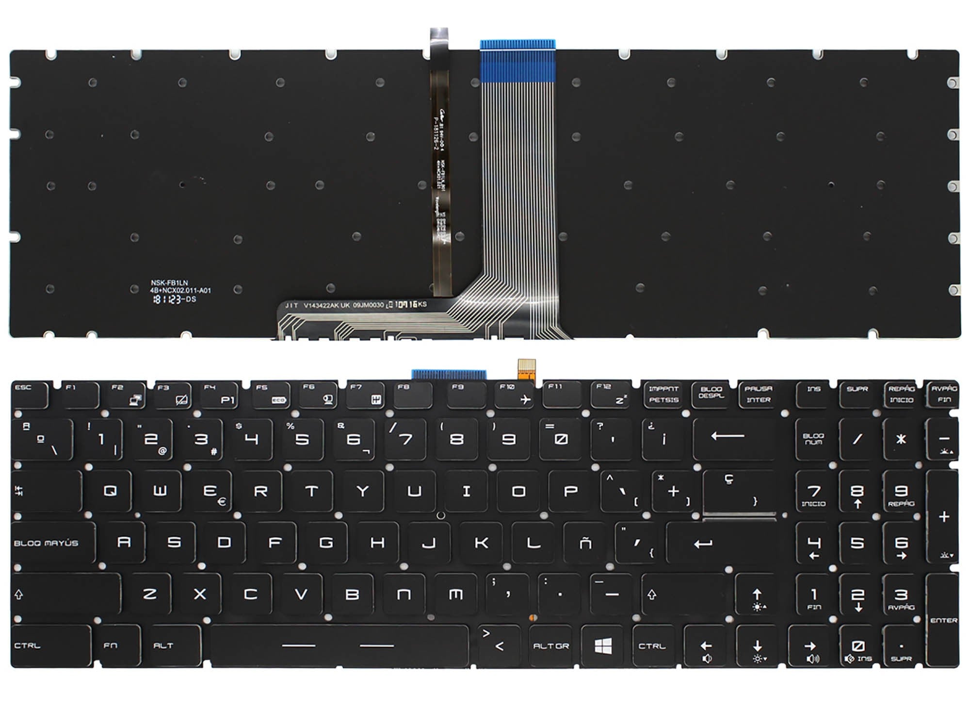 Teclado Para Portátil Msi Gt62 Gt72 Ge62 Ge72 Gs60 Gs70 Gl62 Nsk-Fb1Ln Retroiluminado