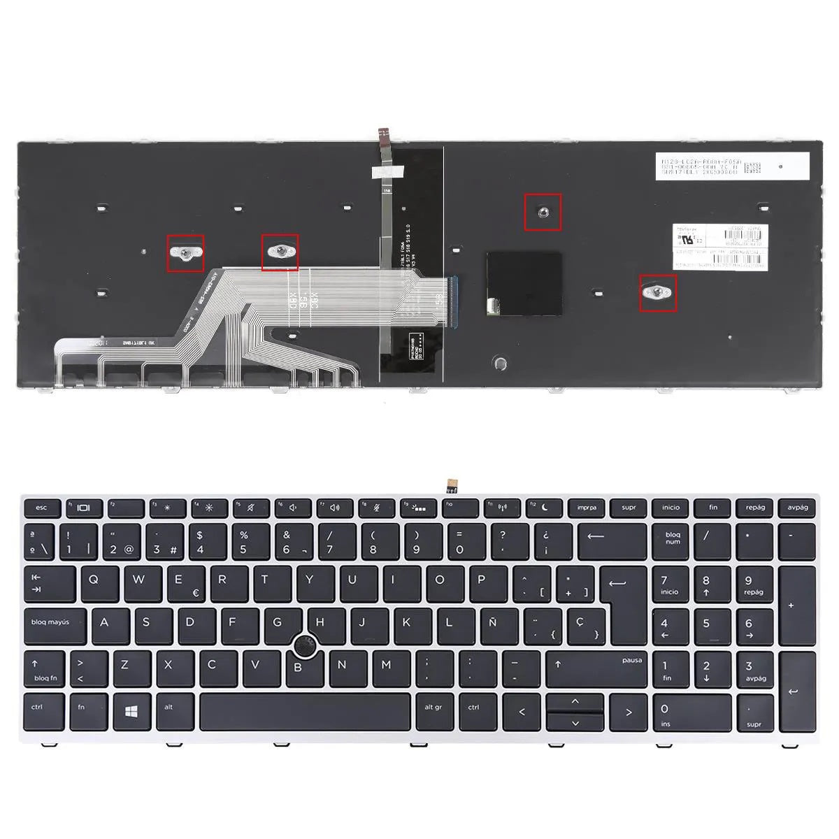 Teclado Retroiluminado Para Portátil Hp Probook 450 G5 455 G5 470 G5 Plata