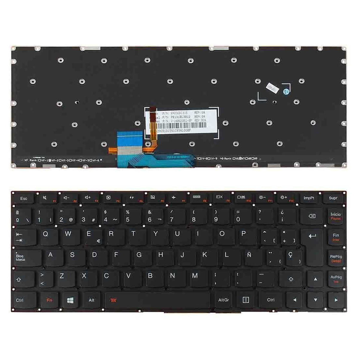 Teclado Retroiluminado Para Portátil Lenovo Yoga 2 13" Yoga 700-14Isk Negro