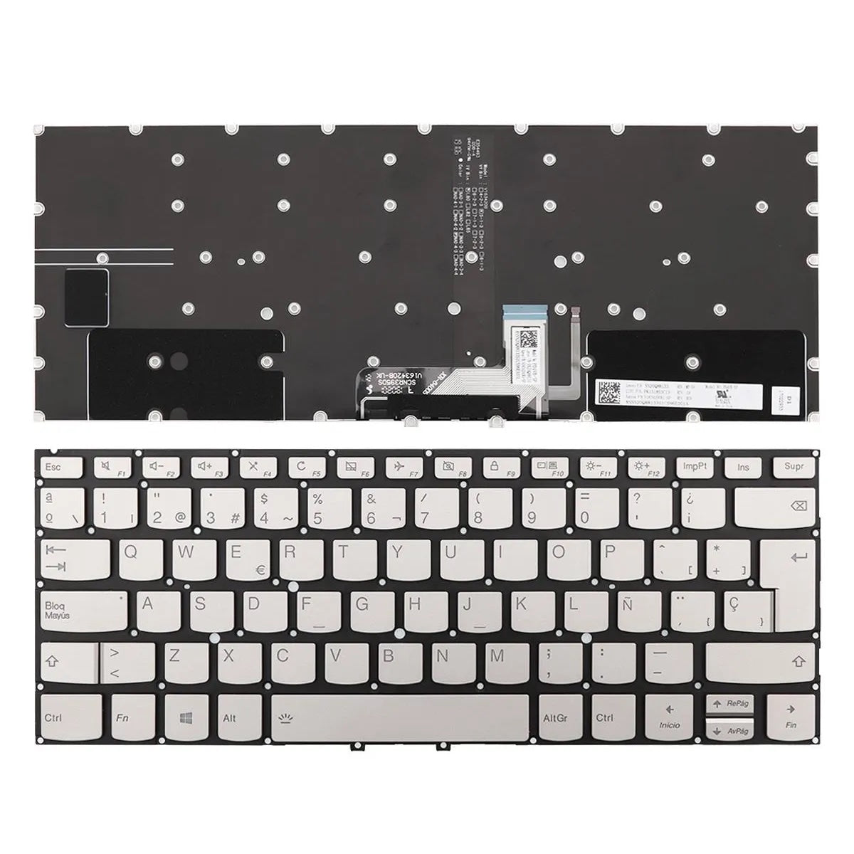 Teclado Retroiluminado Para Portátil Lenovo Yoga C930-13 C930-13Ikb Plata