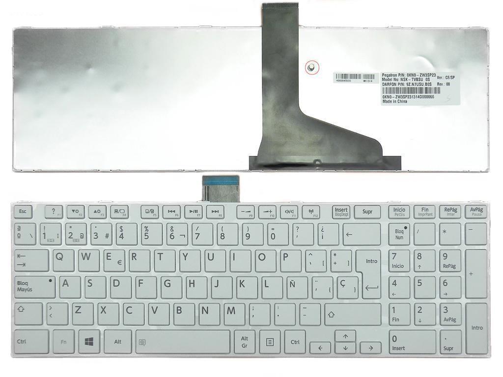 Teclado Para Portátil Toshiba L850 Blanco Marco