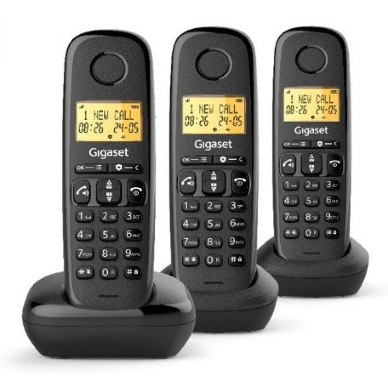 Teléfono Inalámbrico Gigaset Basic 100 Pack Trio Negro