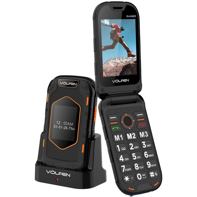 Telefono Movil Volfen Ranger Tipo Concha Negro Amarillo Base De Carga