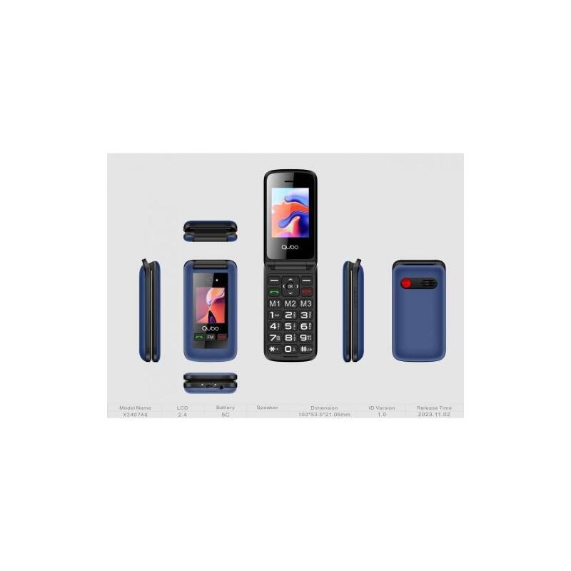 Teléfono Qubo X-247bl 2,4"+1,77" Azul