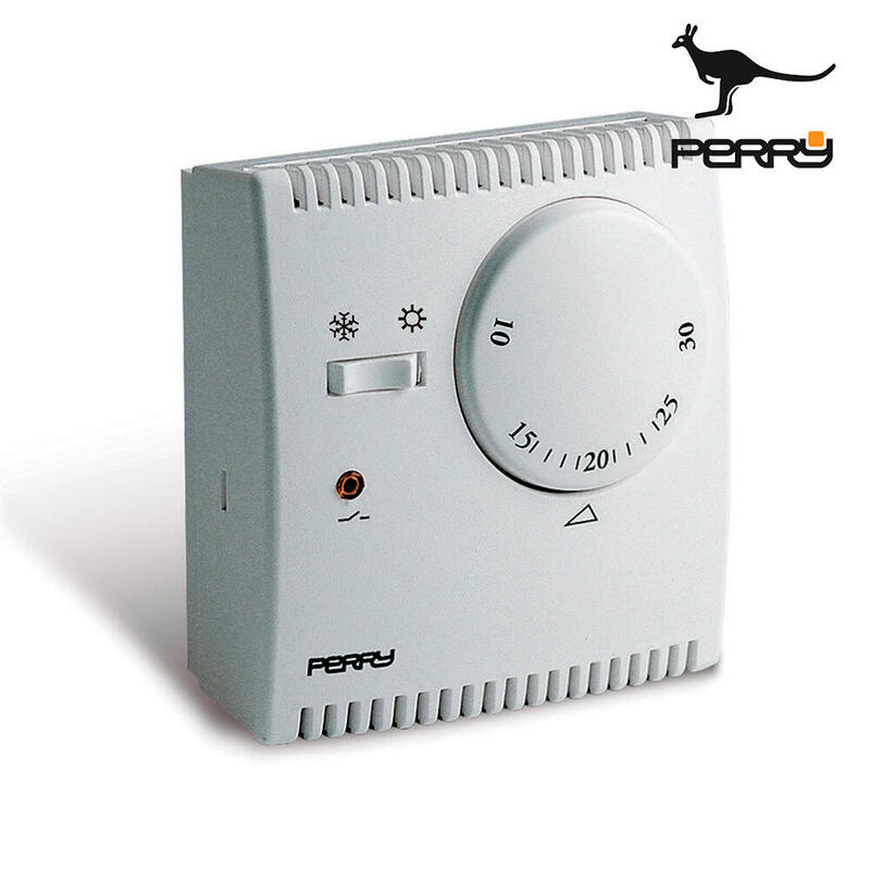 Termostato Analogico De Expansión De Gas Serie "Teg" Con Luz Piloto Y Selector "Verano/Invierno" Color Blanco Perry
