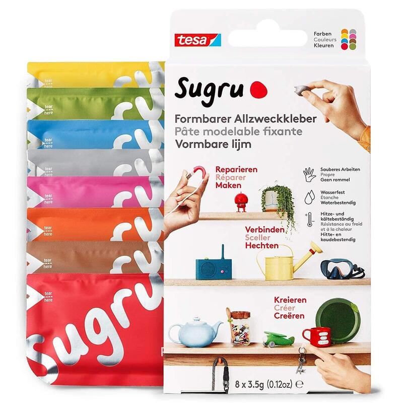 Tesa Masilla Adhesiva Para Decorar, Pegar, Reparar - Paquete De 8-8 X 3.5 G