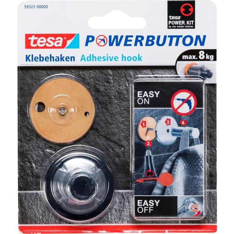 Tesa Powerbutton Chrome For Max. 8 Kg