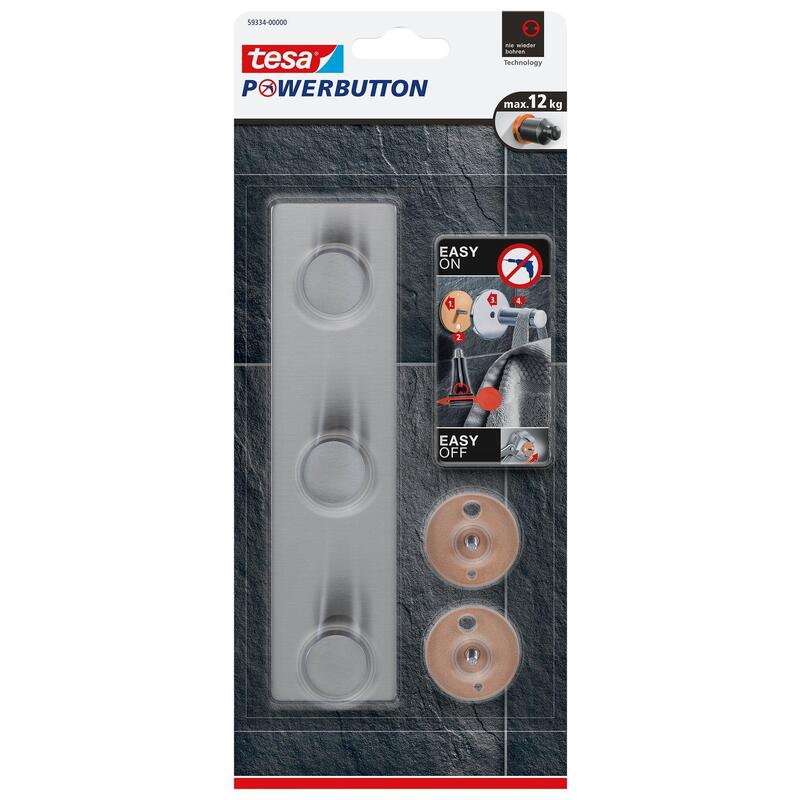 Tesa Powerbutton Classic Hakenleiste Acero Inoxidable