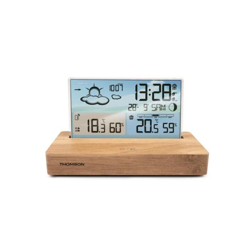 Thomson Ct600 Estacion Meteorologica Reloj Despertador - Madera/Blanco
