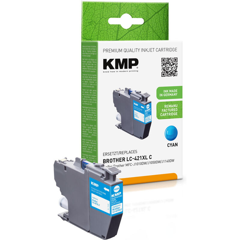 Tinta Kmp Brother Mfc-J1010dw Lc421xlc Cyan 500s. 7ml Remanufactured