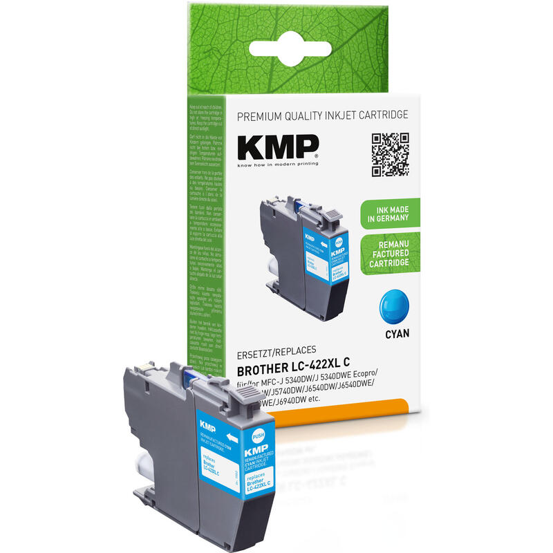 Tinta Kmp Brother Mfc-J5340dw Lc422xlc Cyan 1500s. 20ml Remanufactured