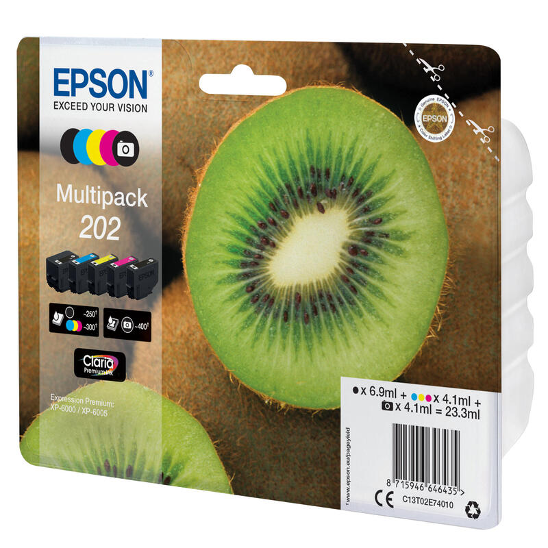 Tinta Original Epson Multipack 202 Paquete De 5 Negro, Amarillo, Cian, Magenta, Photo Negro Original Blister Para Expression Premium Xp-6000, Xp-6005