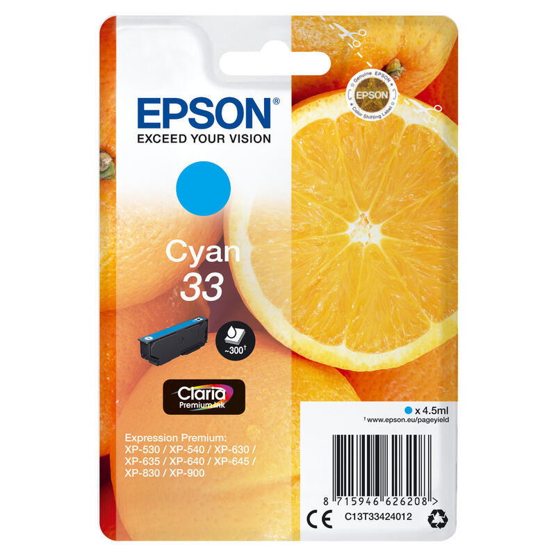 Tinta Original Epson T334240 Cian Xp350*Xp630/Xp635/Xp830/ Naranja