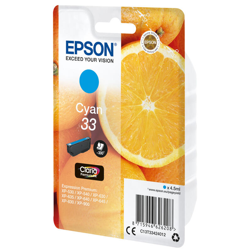 Tinta Original Epson T334240 Cian Xp350*Xp630/Xp635/Xp830/ Naranja