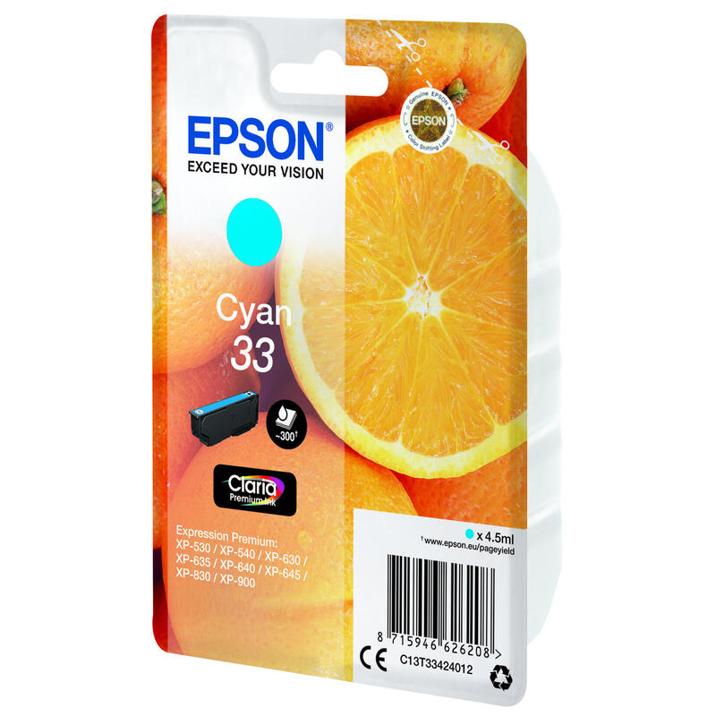 Tinta Original Epson T334240 Cian Xp350*Xp630/Xp635/Xp830/ Naranja