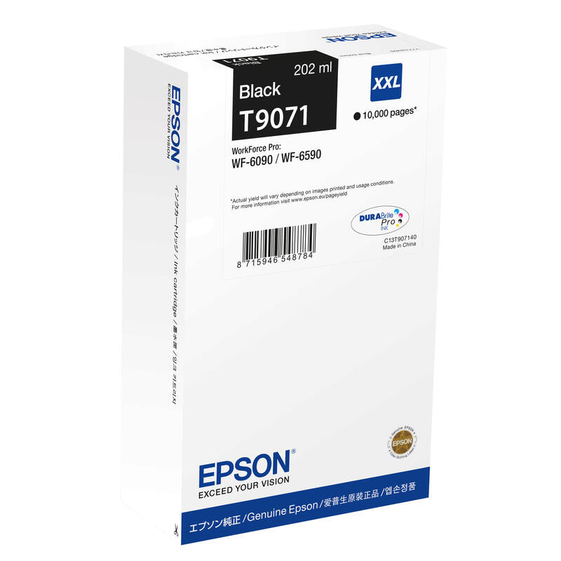 Tinta Original Epson T9071 202 Ml Tamaño Xxl Negro Para Workforce Pro Wf-6090, Wf-6590