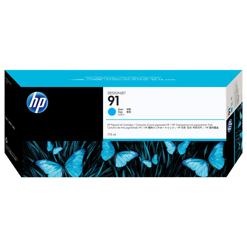 Tinta Original Hp 91 Pigmentada Cian De 775 Ml