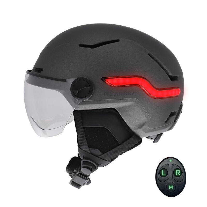 Tnb Urban Moov - Led Helmet With Automatic Brake Light - Visor - Earmuffs Size M - Grey