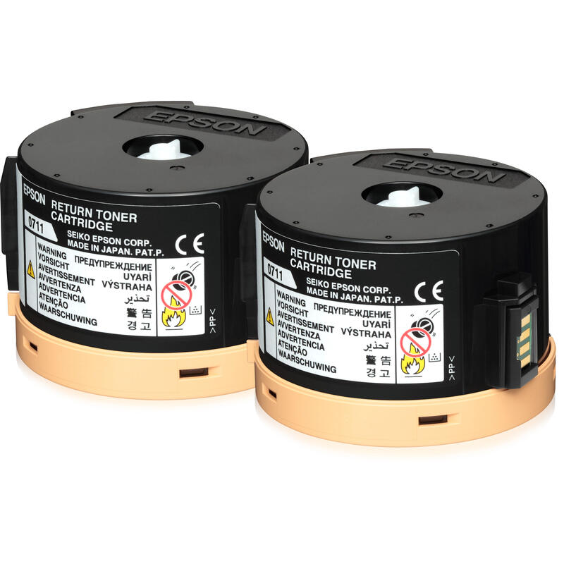 Toner Original Epson 0711 Paquete De 2 Gran Capacidad Negro Epson Return Program Para Workforce Al-M200dn, Al-M200dn Double Pack Bundle Etd, Al-M200dw, Al-Mx200dnf, Al-Mx200dwf