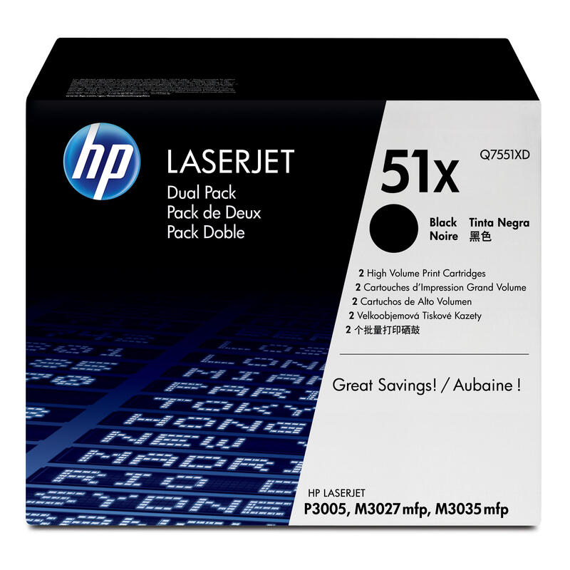 Toner Original Hp 51x Negro Paquete De 2 Q7551xd