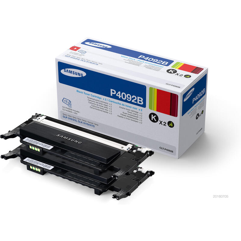 Toner Samsung Clt-P4092b/Els 2-Pk Black Su391a Samsung Clt-P4092b 2-Pack Black Toner Cartridges