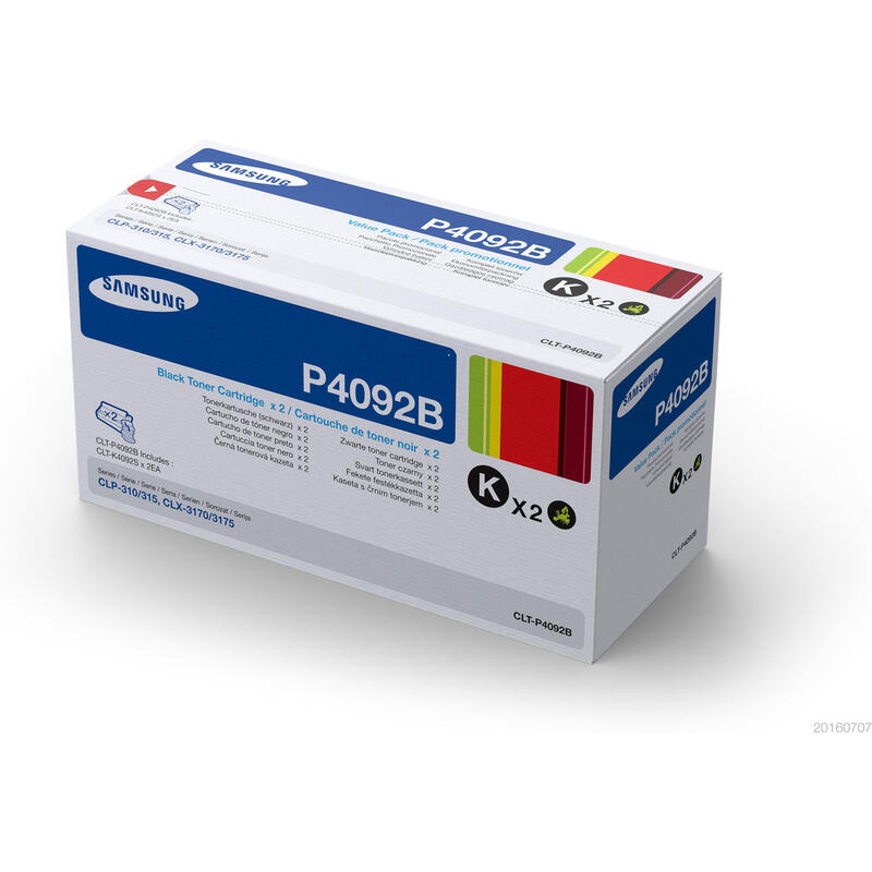 Toner Samsung Clt-P4092b/Els 2-Pk Black Su391a Samsung Clt-P4092b 2-Pack Black Toner Cartridges
