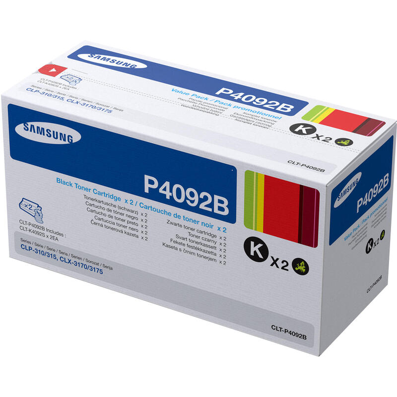 Toner Samsung Clt-P4092b/Els 2-Pk Black Su391a Samsung Clt-P4092b 2-Pack Black Toner Cartridges