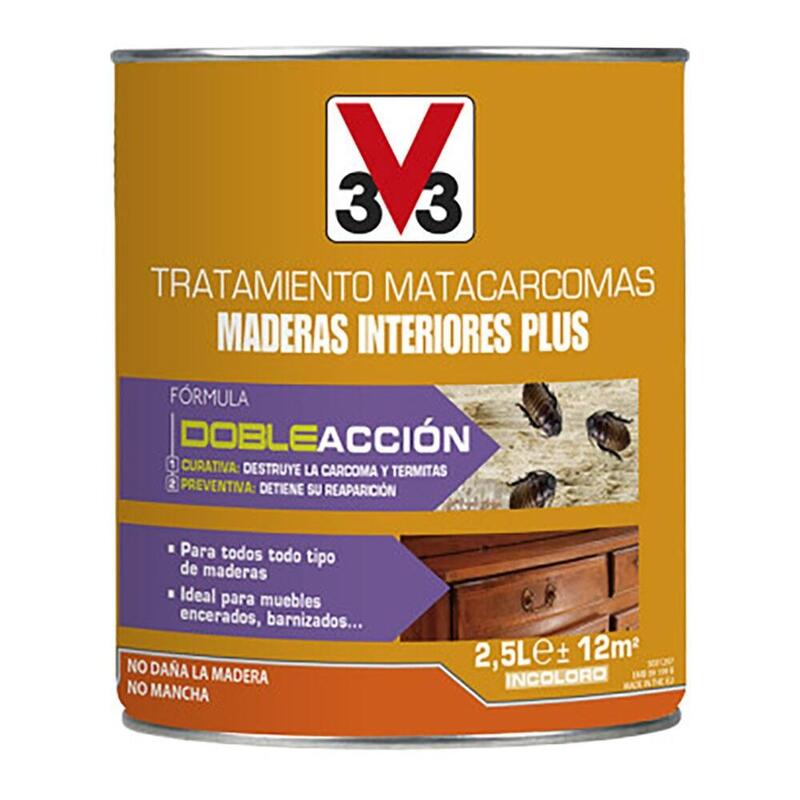 Tratamiento Matacarcomas Maderas Interiores Plus, 2,5 L