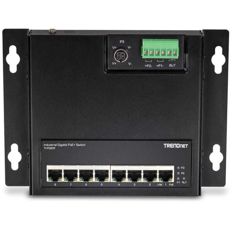 Trendnet 8-Port Indumrial Gigabit Poe+ Wallmount Front Acc.