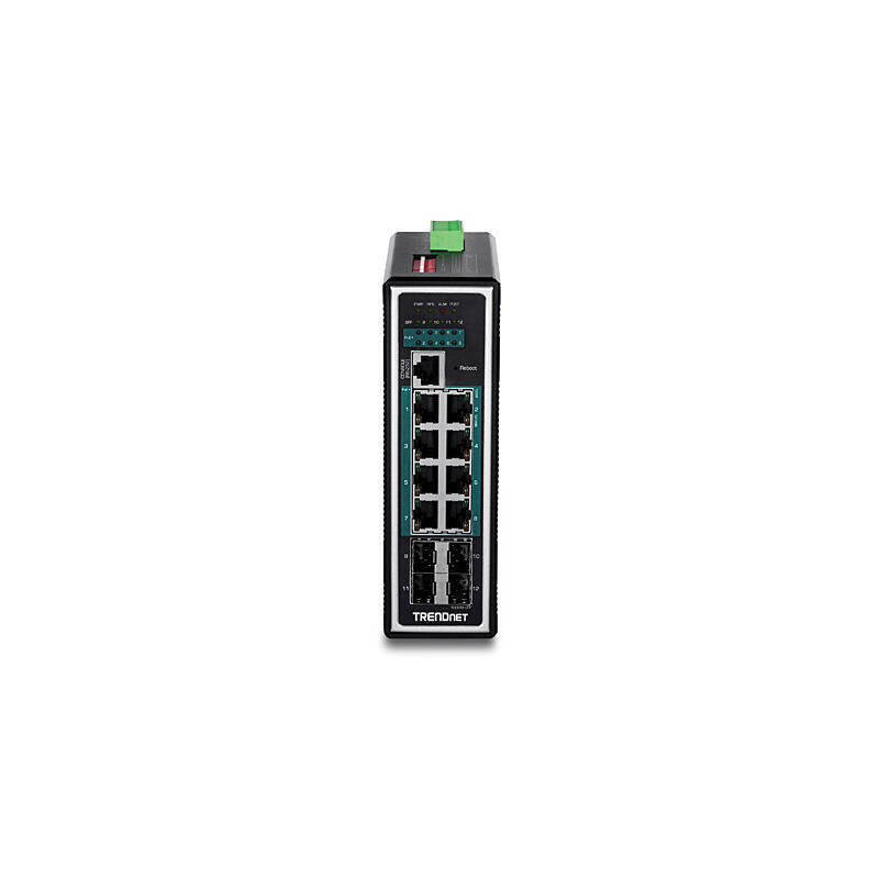 Trendnet Switch Din-Rail Administrado De Capa 2+ Poe+ 12 Puertos Trendnet Ti-Pg1284i, Gestionado, L2+, Rfc 1213, Rfc 1493, Rfc 1643, Rfc 1757, Gigabit Ethernet (10/100/1000), Rj-45, Ieee 802.1d,Ieee 802.1q,Ieee 802.1ab,Ieee 802.1p,Ieee 802.