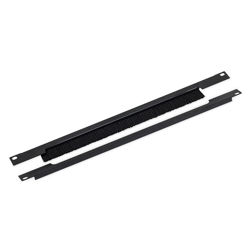 Triton 19" Pruchozí Panel 1u Rozdelený Horizontálne, Kartác, Otvor 350 X 21 Mm, Cerný