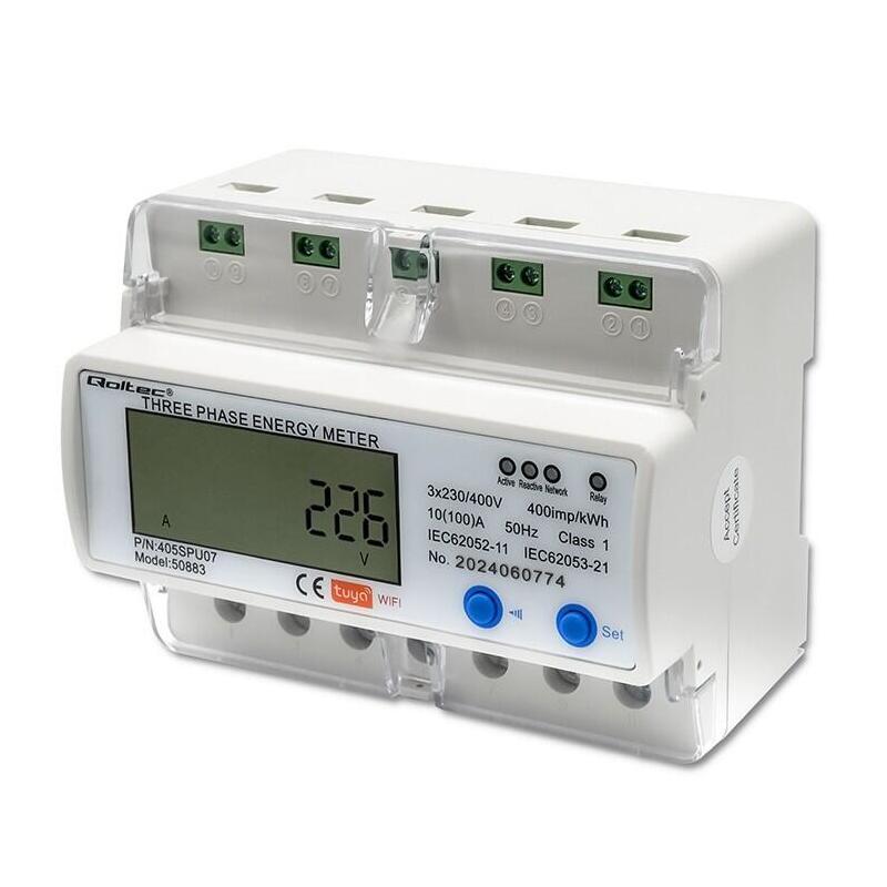 Trójfazowy Elektroniczny Licznik Miernik Zuzycia Energii Na Szyne Din 400v Lcd Wi-Fi