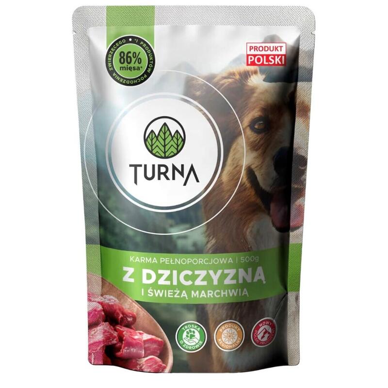 Turna Con Carne De Caza Comida Húmeda Para Perros 500g