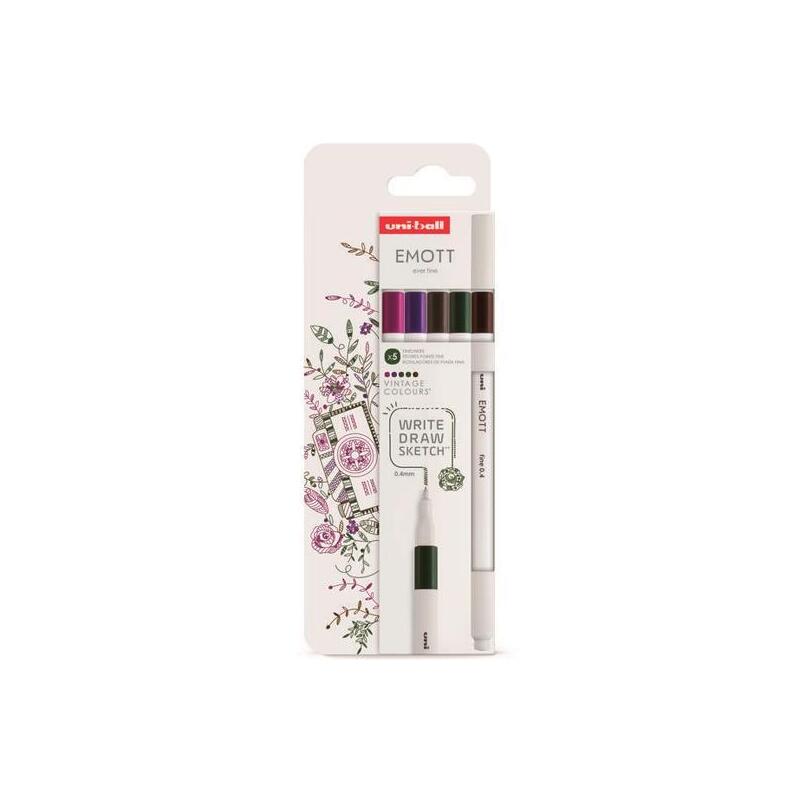 Uniball Emott Rotuladores De Escritura Y Dibujo Colores Vintage Estuche 5 Ud