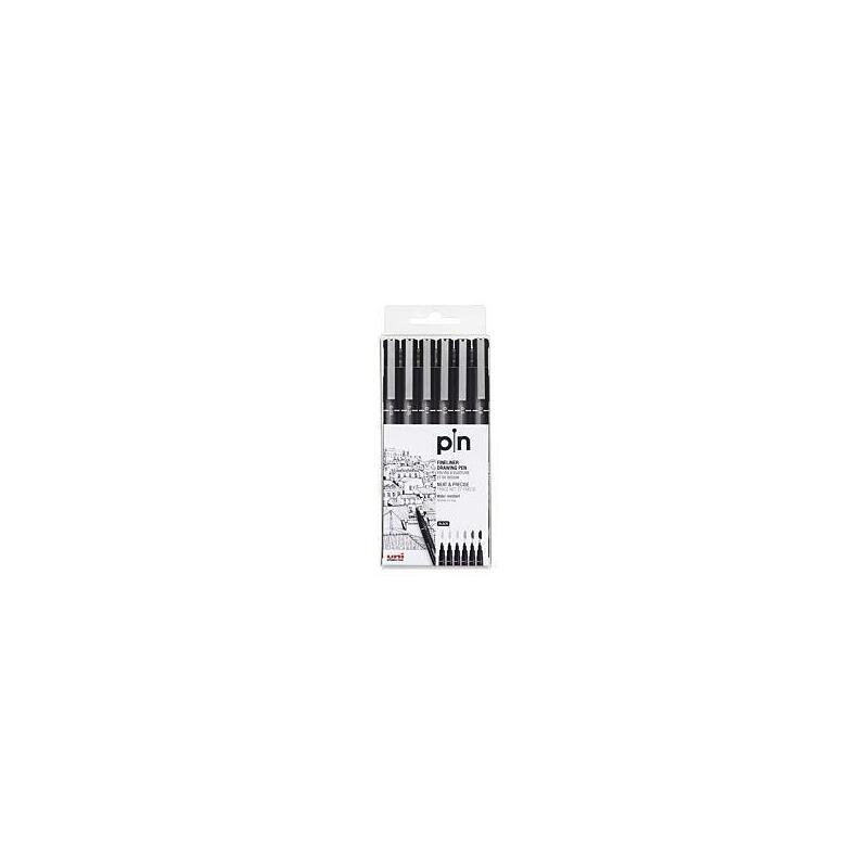 Uniball Estuche Marcador Permanente Negro Pin-200(S)/6p Calibrados -6u-